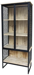 Vitrina, din lemn masiv si MDF, 2 usi, cu model lateral, Vence
