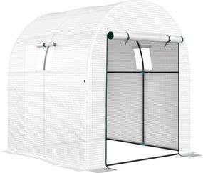 Outsunny Seră Tip Tunel Walk-in cu Acoperire PE Rezistentă la UV, Uși și Ferestre cu Plasă, 1,8 x 1,8 x 2 m, Verde | Aosom Romania