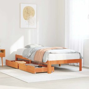 vidaXL Cadru de pat cu sertare, maro ceruit, 90x190 cm, lemn de pin
