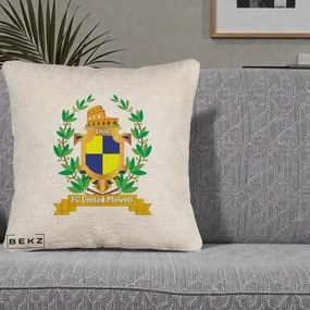 Perna Personalizata FC United Ploiesti 1906 Fotbal, 40x40 cm, Bej Canapea, Husa Detasabila, Perna Inclusa, BEKZ®
