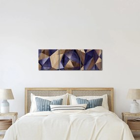 Tablou - 3D triunghiuri de lemn (cu ceas) (90x30 cm)