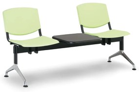 Bancă din plastic de design, 2 locuri + masă, verde