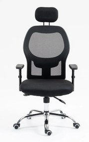 Scaun ergonomic, sezut, spatar, tetiera Mesh, Negru