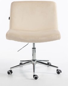 HR150K Scaun Crem din Catifea cu Bază Cromata