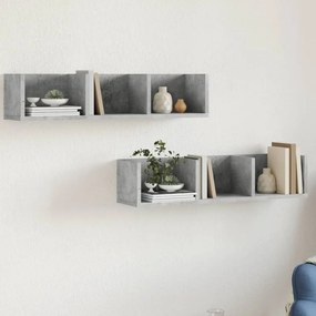 vidaXL Dulapuri perete, 2 buc., gri beton 75x18x16,5 cm lemn prelucrat