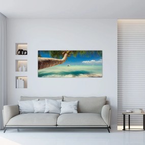 Tablou - Mare curată cu palmier (120x50 cm)