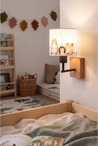 Brilagi - Aplica de perete BOBO WOOD 1xE27/25W/230V stejar/negru/alb/cu motive animale