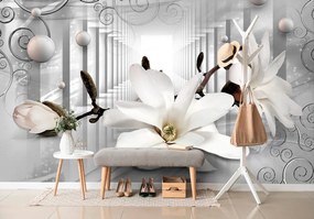 Tapet autoadeziv magnolie cu fundal abstract