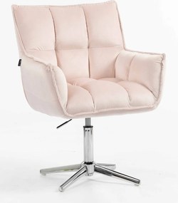 HR560CROSS Scaun Catifea Roz Pudra cu Bază Cromata