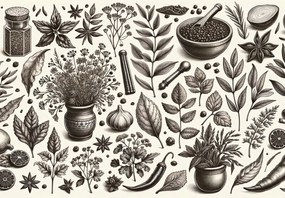 Fototapet - Condimente și ierburi (147x102 cm)