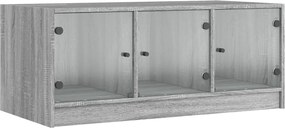 vidaXL Măsuță de cafea cu uși din sticlă, gri sonoma, 102x50x42 cm