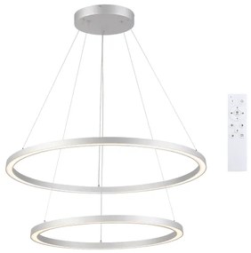 Brilagi-LED Lustră suspendată reglabilă PORTOFINO LED/98W/230V Ø 80 cm argintiu + telecomandă