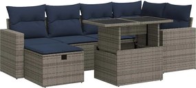 vidaXL Set canapele de grădină cu perne, 7 piese, gri, poliratan