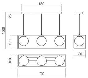 Lustră pe cablu ZODIAC 3xE14/28W/230V Redo 01-3057