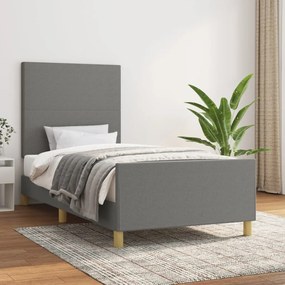 Cadru de pat cu tablie, gri inchis, 80x200 cm, textil Morke gra, 80 x 200 cm, Design simplu