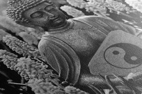 Tablou yin și yang Budha în design alb-negru