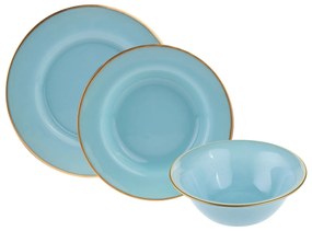 Set de cina RETRO, 18 piese, albastru deschis, portelan