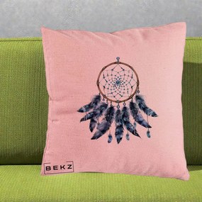 Perna Personalizata Prinzator de Vise cu Pene Albastre, 40x40 cm, Roz, Husa Detasabila, Perna Inclusa, BEKZ®