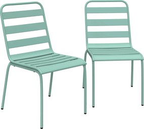 Outsunny Set de 2 Scaune de Grădină Empilabile din Metal pentru Terasă, Balcon, Grădină, Verde | Aosom Romania
