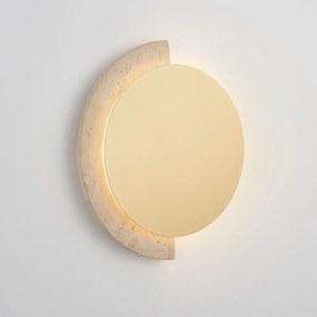 Aplica de perete LED metal auriu si travertin MOLLI 27,5cm