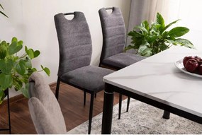 Masa de dining neagra DAMAR 100x70 cm, decor marmura alba