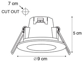 Set de 3 spoturi incastrate pentru baie rotunde LED 5W alb impermeabile - Blanca