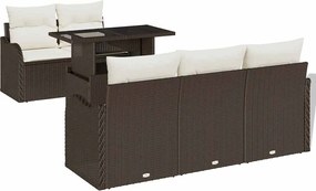 vidaXL Set de canapele pentru grădină cu pernă 6 pcs Maro Poli Rattan
