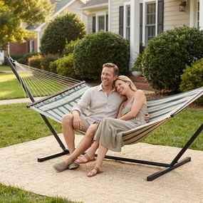 Outsunny Hamac pe cadru 353 cm, hamac cu suport din oțel cu pernă detașabilă și bare de distanțare, vert | Aosom Romania