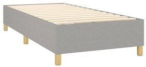Pat box spring cu saltea, gri deschis, 90x190 cm, textil Gri deschis, 90 x 190 cm, Cu blocuri patrate