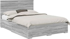 vidaXL Cadru de pat cu headboard Gri Sonoma 140 x 190 cm Lemn compozit
