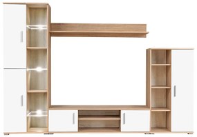 246030 vidaXL Mobilă de perete cu spațiu TV, iluminare LED, stejar sonoma