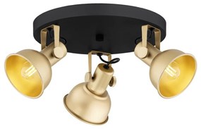 Plafoniera cu 3 spoturi directionabile design modern Lenora auriu, negru