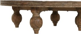 Măsuță de cafea rotundă din lemn de tec reciclat, natur, cu picioare strunjite, finisaj mat, 30 x 100 cm, „Aruna” – Ethnic Collections