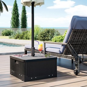 Outsunny Bază pentru Umbrelă 3-în-1 Exterior, Măsuță de Cafea, Jardinieră cu Orificiu de Scurgere, Capacitate 80 kg, Suport Umplut cu Roți și Mânere pentru Terasă și Piscină, Negru | Aosom Romania