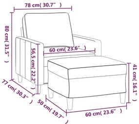 Fotoliu canapea cu taburet, gri inchis, 60 cm, catifea Morke gra, 78 x 77 x 80 cm