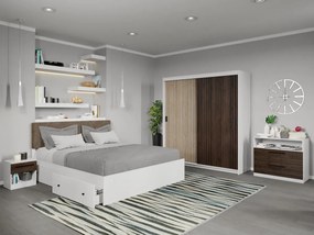 Set mobila dormitor Cedric Alb/Natur/Maro C12