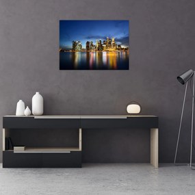 Tablou pe sticlă cu orașul nocturn (70x50 cm)