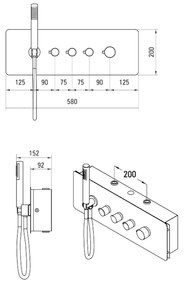 Baterie dus termostatica incastrata culoare crom Deante, Multibox