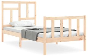 3193106 vidaXL Cadru de pat cu tăblie single, lemn masiv