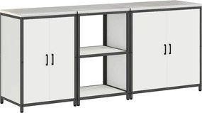 vidaXL Set de depozitare pentru bucătărie cu raft cu ușă 3 pcs Alb