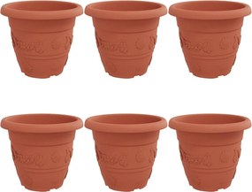 vidaXL Ghiveci rotund pentru flori 6 pcs Roșu cărămidă Ø 26 x 21.5 cm