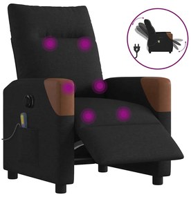 vidaXL Fotoliu electric de masaj rabatabil, negru, textil