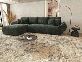 Colțar extensibil dumonde cu ladă de depozitare si sezut confortabil din spuma high-density, Berlin XL Euphoria Green 350x185 cm