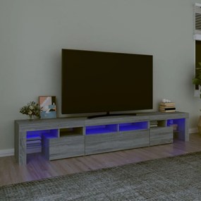 Comodă TV cu lumini LED, gri sonoma, 230x36,5x40cm