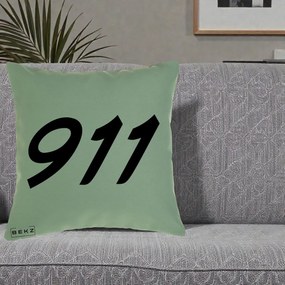 Perna Personalizata 911 Bold, 40x40 cm, Verde, Husa Detasabila, Perna Inclusa, BEKZ®