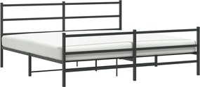 vidaXL Cadru pat metalic cu tăblie de cap/picioare , negru, 180x200 cm