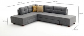 Canapea Extensibilă Manama Corner Sofa Bed Left, Gri