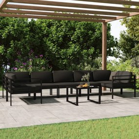 3107812 vidaXL Set mobilier de grădină cu perne, 8 piese, antracit, aluminiu