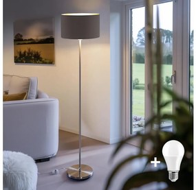 Lampă LED de podea TUNJA 1xE27/20W/230V Ø 38 cm crom mat/maro