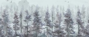 Tablou - Pădurea de pini II., aquarel (120x50 cm)